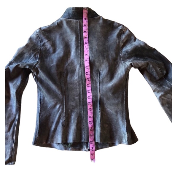 Blur Leather Aviator Jacket Khaki Green Cargo Pocket Bikercore - Picture 16 of 16